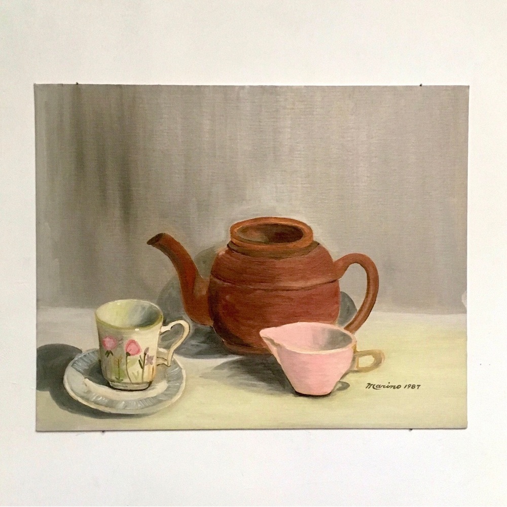 Vintage 16x20” Original Still Life Oil Painting, Unframed on Canvas Board